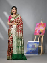 Scarlet Red Silk Banarasi Saree With Zari Woven Designs-MA52BSL441050026